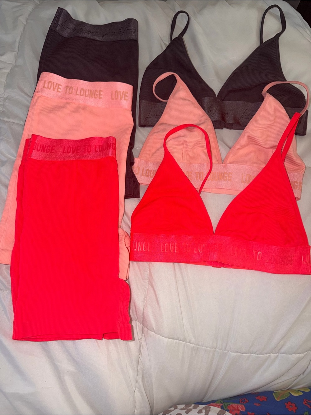Primark Love to Lounge 3 Matching Bralette & Bike Short Sets M/L